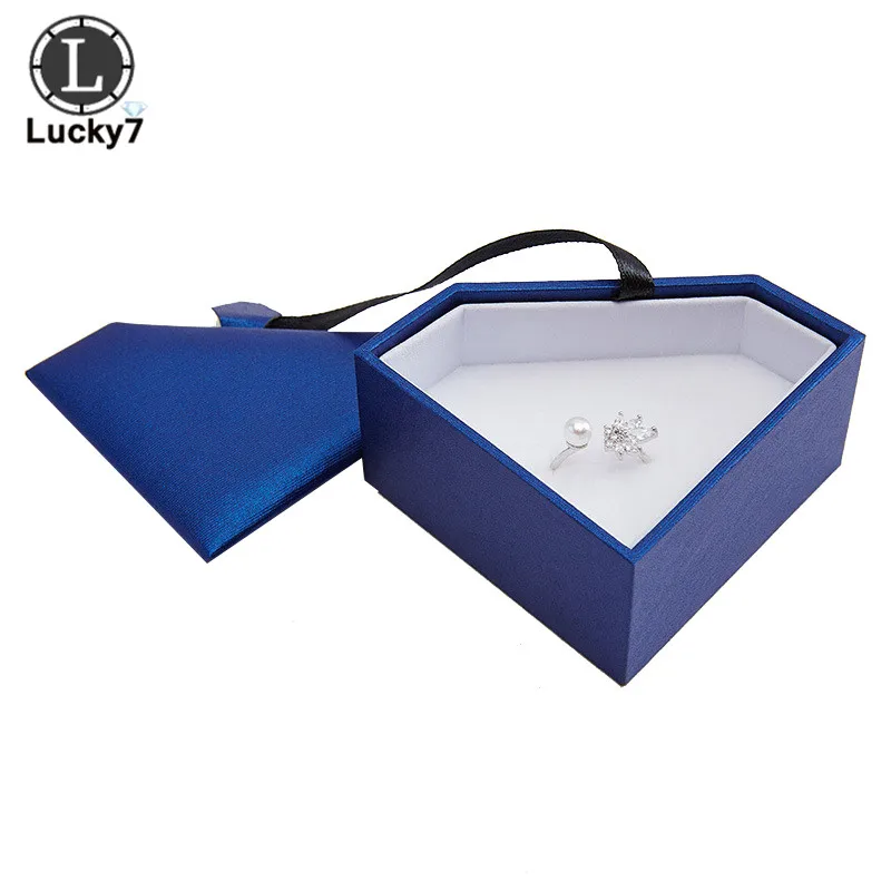 Wholesale Diamond Shaped Jewelry Packaging High-grade Ring Box Brooch Earrings Blue Custom Logo | Украшения и аксессуары