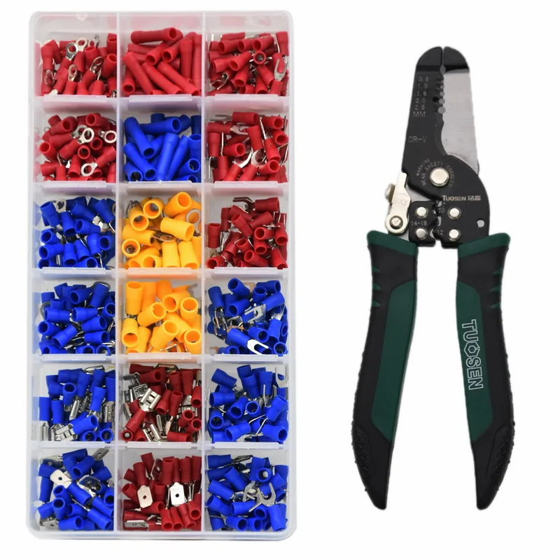 520 шт. ПВХ Лопата обжимной провода Кабельный разъем терминал Мужской Женский