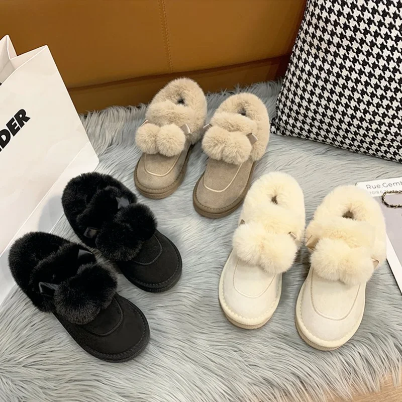 

New Arrival2021 Fall/winter Fashion Hot Sale Hot Style Women's Ankle Boots Fur Ball Decoration Warm Snow Bootscomfortable Size40