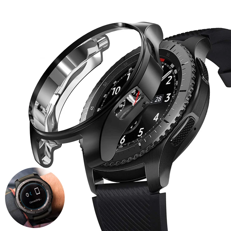 Protector Case for samsung Galaxy watch 46mm Gear S3 Frontier Cover soft TPU plated All Around protective frame Accessories|Ремешки для
