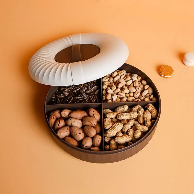 

1PC Fruit Plate Living Room Grid Candy Boxes Household Dried Fruit Nut Boxes Home Kitchen Box With Lid Snack Storage Box Supply