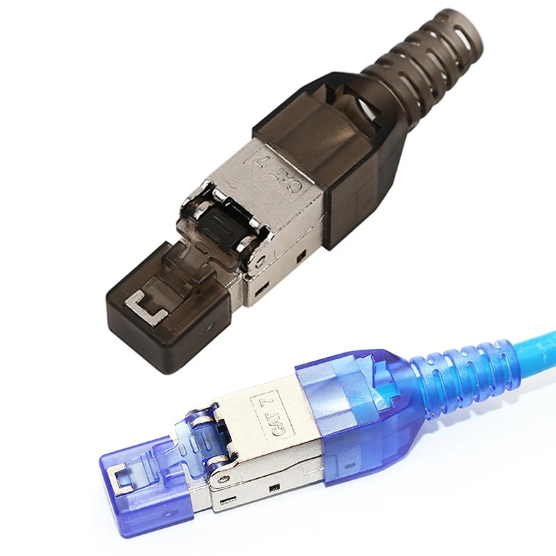 

10 шт./лот, не требует применения инструментов экранированный RJ45 Cat 7 прекращение разъем Cat7 штепсельной вилки/Cat7 Разъем Разъемы модульный 23/...