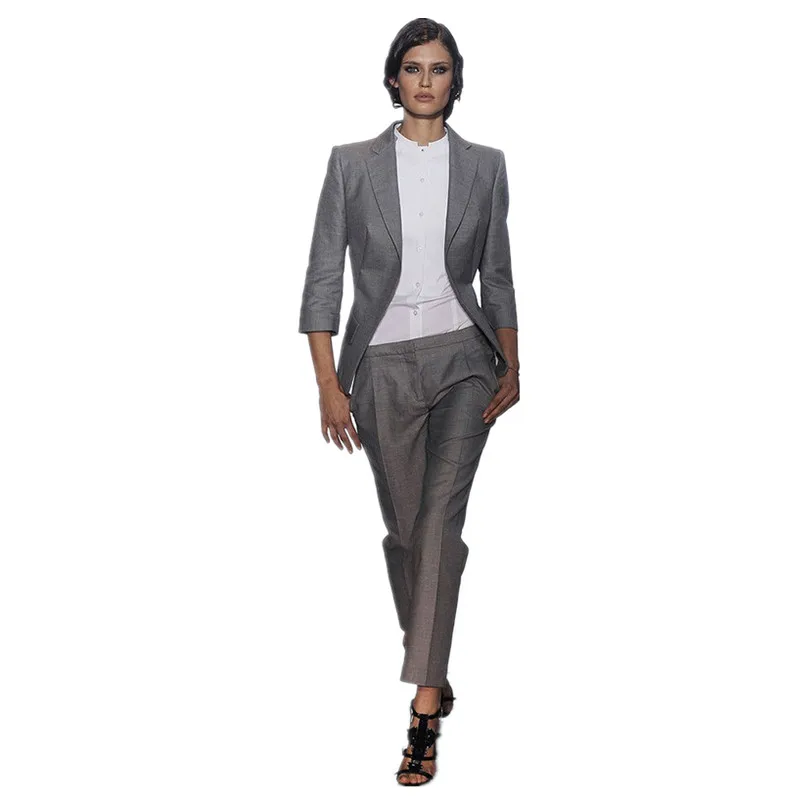 

Куртка и брюсветильник-серые женские деловые костюмы приталенная офисная форма стильные женские элегантные Брючные костюмы женские брючн...