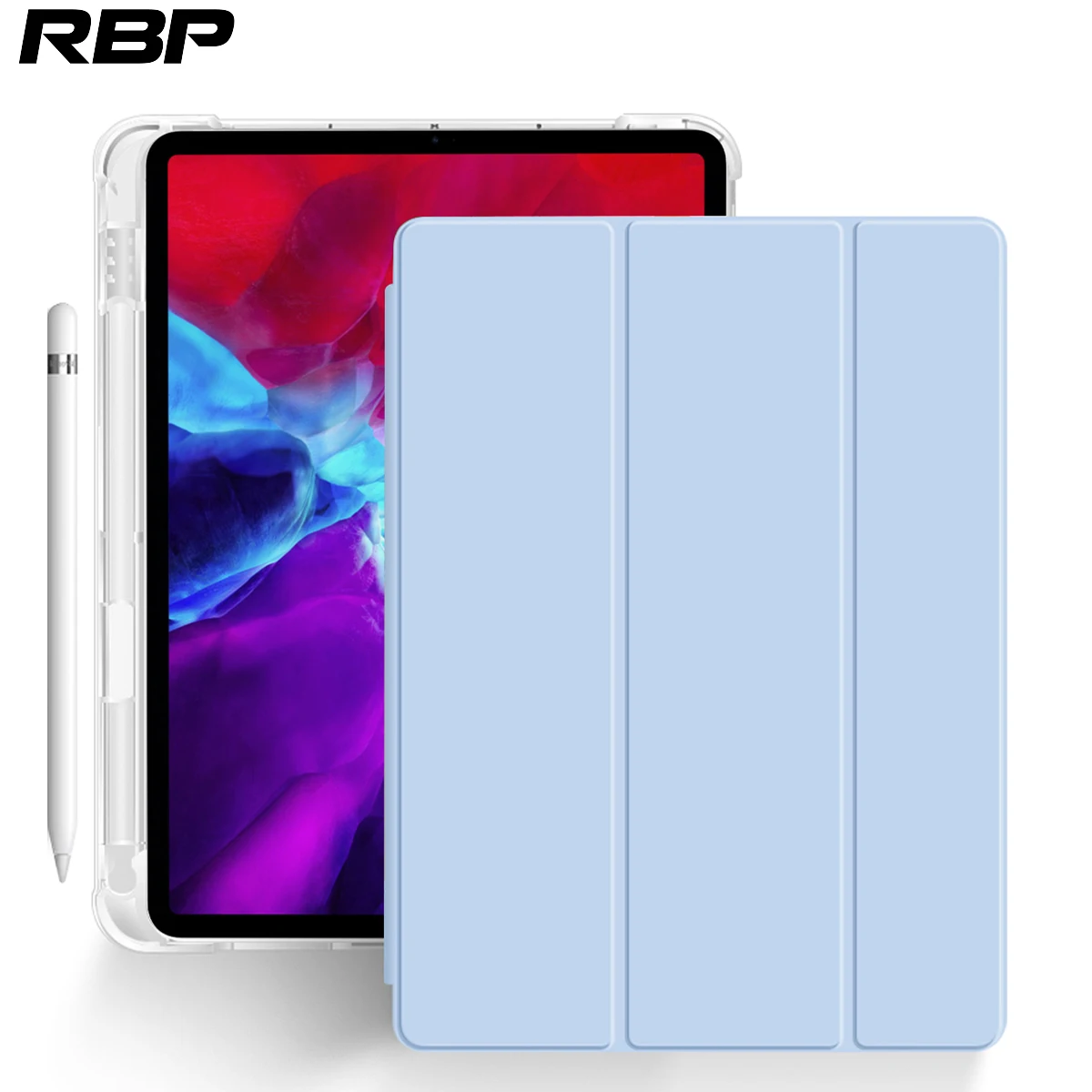 

For iPad Pro 11 Inch 2rd Generation Case with Built-in Pencil Holder, Transparent Back Shell, for iPad Pro 11 Inch 2020 Cover