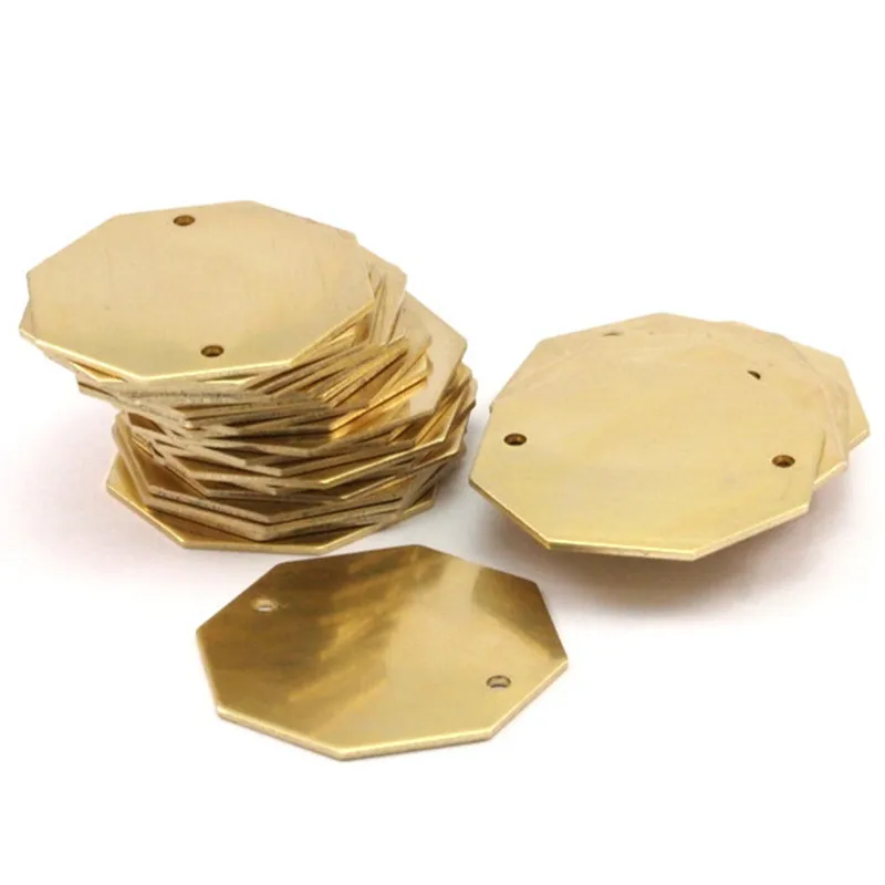 

8pc.raw brass Hexagon Stamping Blanks Connectors.charm Necklace (Nickel Free and Lead Free). (30x0.80mm) N520