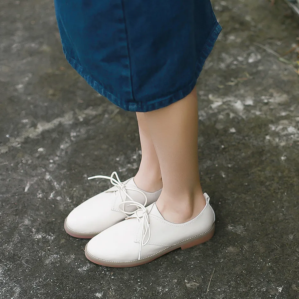 EshtonShero женская обувь на плоской подошве из бычьей и искусственной кожи с круглым