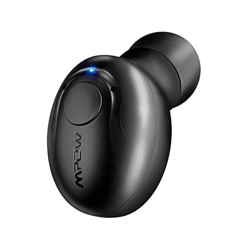 MPOW Bluetooth наушник один беспроводной наушник мини-наушники-невидимки с микрофоном 2 магнитные зарядные устройства/чехол для мобильного телефона