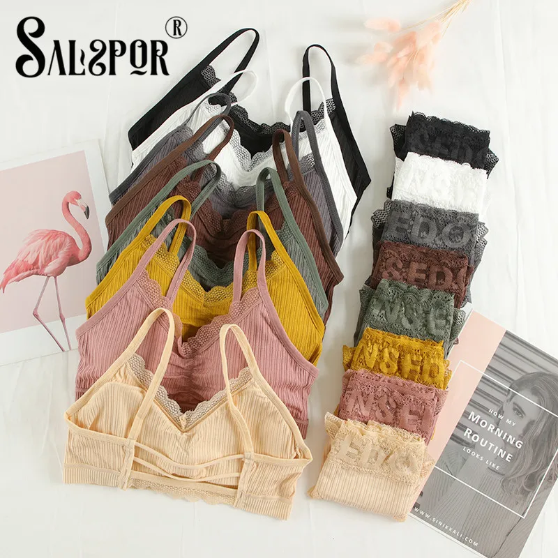 SALSPOR однотонный бесшовный комплект нижнего белья женские кружевные сексуальные