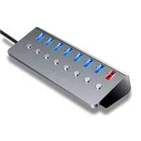 7 port usb 3 0 high speed hub data transmission and charging port independent switch control hub for windows mac linux