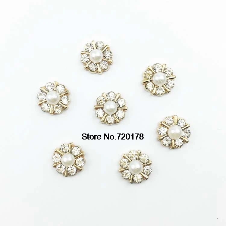 12*12 мм 30 шт. мини жемчужные алмазные золотые пуговицы для рукоделия плоские с