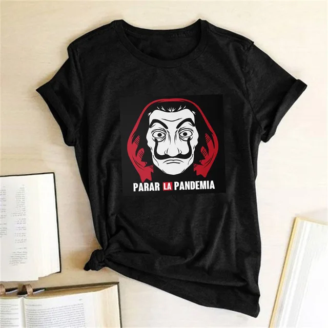 Модная женская футболка с принтом Parar La Pandemia Casa De Papel топ деньги дом бумаги Camiseta ТВ