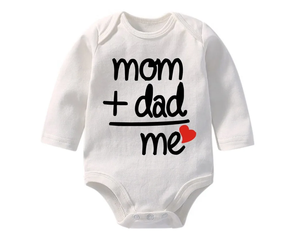 100% хлопковая одежда для новорожденных комбинезон с длинными рукавами мамы папы и
