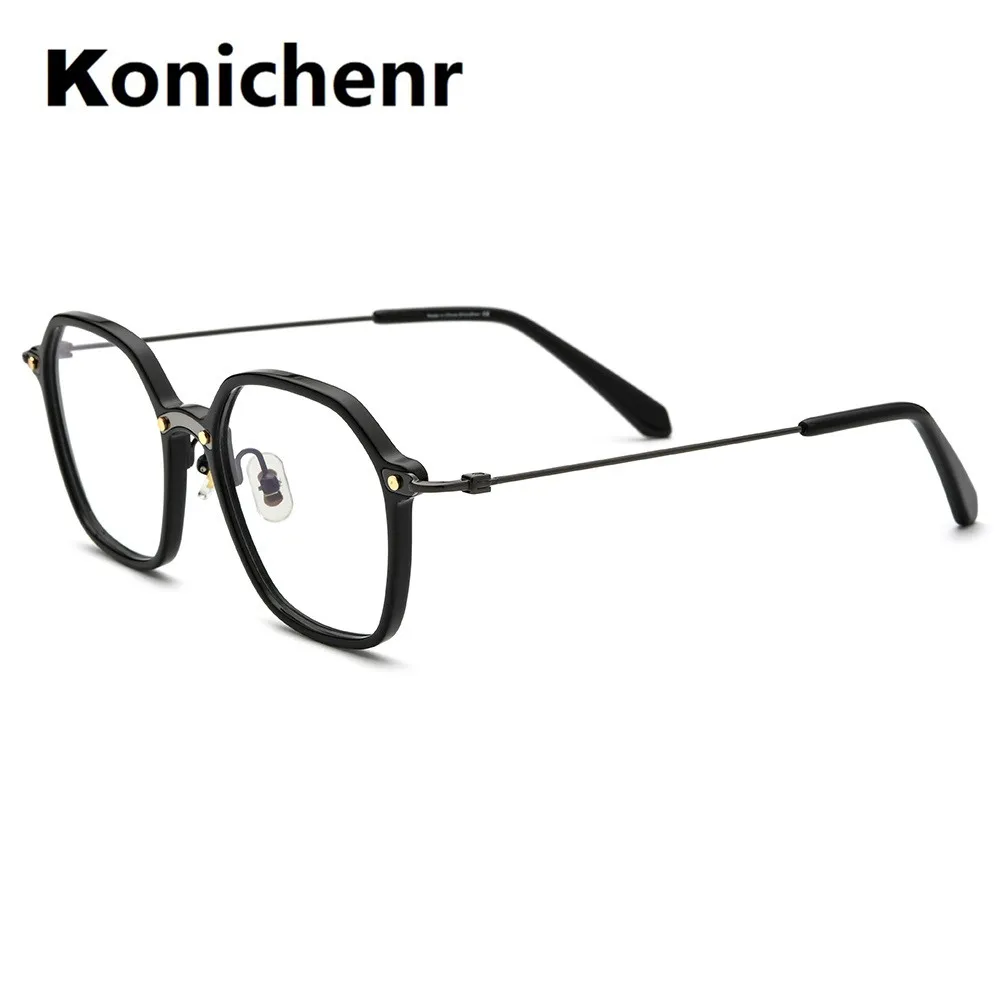 Konichenr Acetate Rim Titanium Temple Polygon Glasses Frame Men Vintage Prescription Eyeglasses Women Optical Spectacles Eyewear