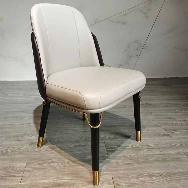 

Factory Price Luxury Italian Design Walnut Solid Wood Legs PU Leather Upholstered Cover Armless Modern Dining Chair