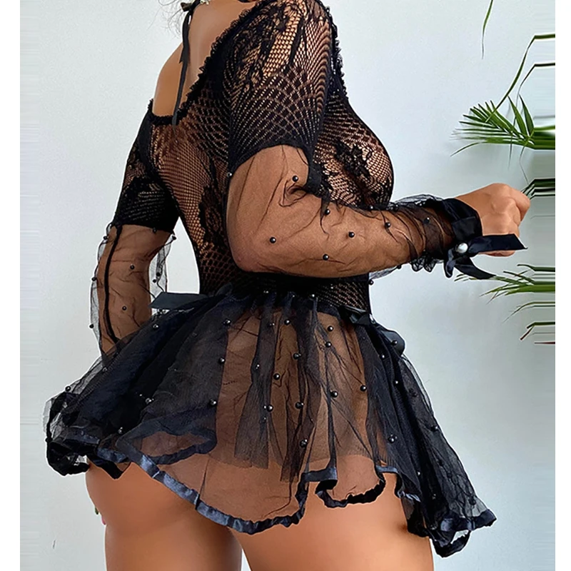 

Wepbel сексуальное нижнее белье, G-стринги, подвязки, Babydoll сексуальное прозрачное платье с V-образным вырезом, кружевное сексуальное платье, Чер...