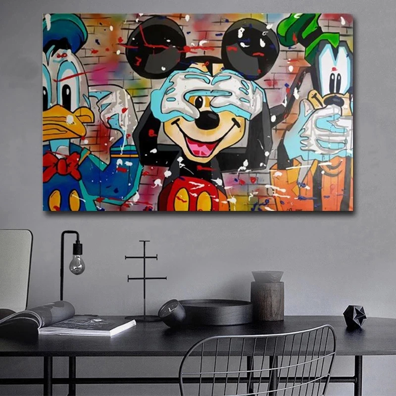 

Canvas Wall Mickey Mouse Art Funny Print Pictures Poster Paintings Donald Duck Home Decoration Modular Living Room No Framework