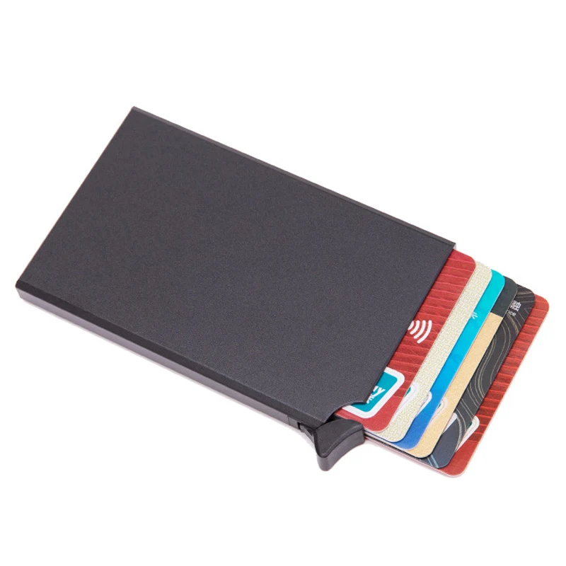 RFID Anti-theft Smart Wallet Thin ID Card Holder Unisex Automatically Solid Metal Bank Case Business MiniCredit | Багаж и сумки