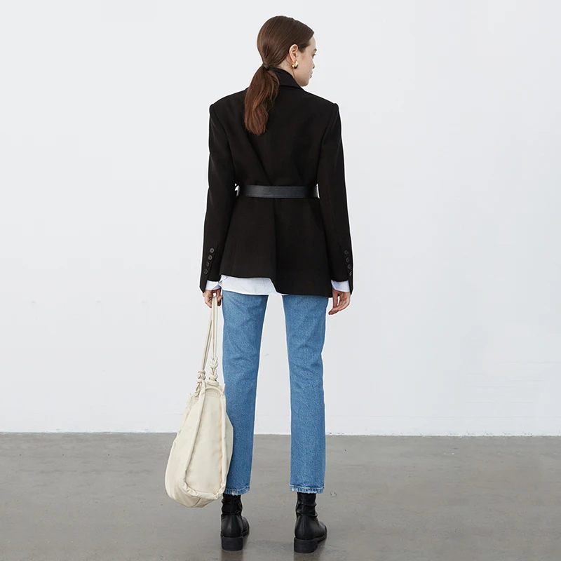 

[EAM] Loose Fit Black Brief Temperament Big Size Woolen Coat Parkas New Long Sleeve Women Fashion Tide Autumn Winter 2021 1DC187