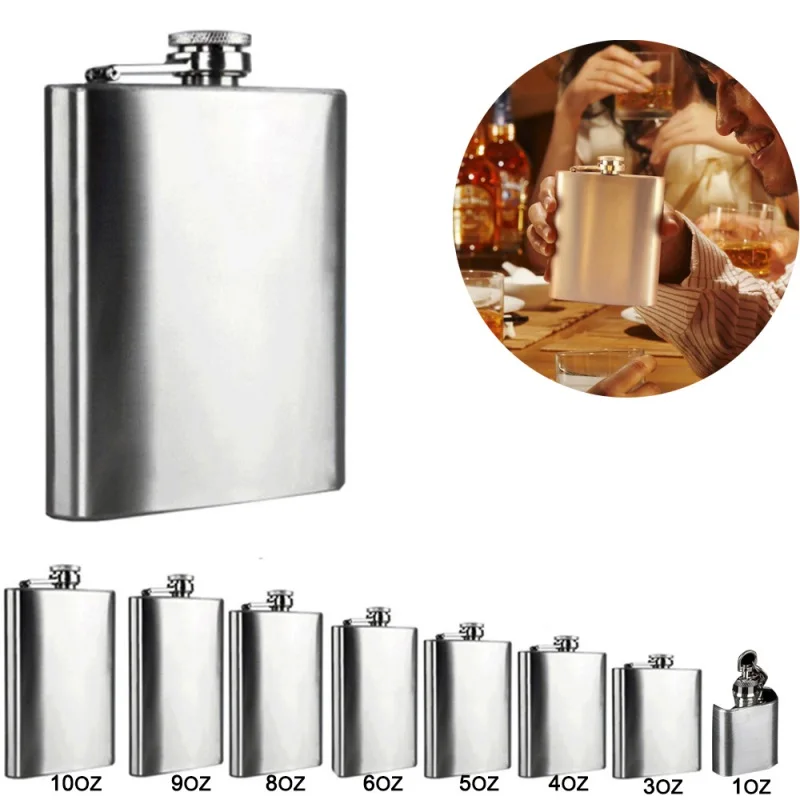 1 3 4 5 6 7 8 9 10 oz Stainless Steel Hip Flask with Funnel Pocket Hip Flask Alcohol Whiskey Hip Flask Screw Cap Wine Bottle