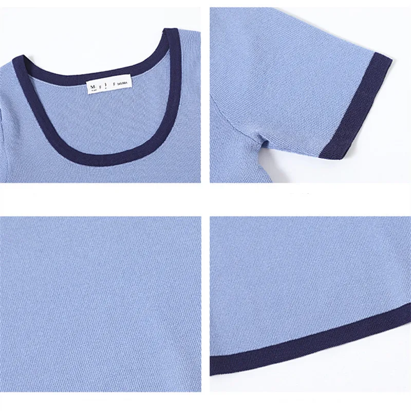 

SAYTHEN Sweet High-Quality Comfort Slim Short Knit T-Shirts Women's Thin 2021 Summer Fashion Sexy New Style Short Sleeve Top