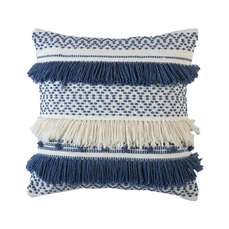 

Morroco Cushion Cover For Couch Outdoor Decorative Pillow Case Geometric Tassel Studio Blue Coussin Sofa Chair Bedding Decorate