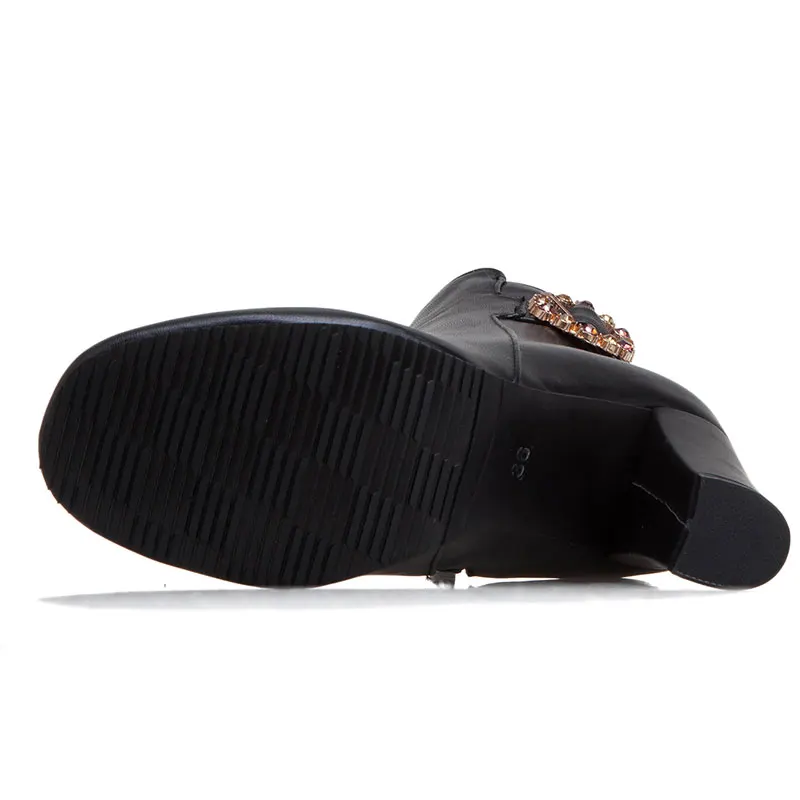 Женские ботильоны на высоком каблуке с кристаллами осень/зиму | Обувь