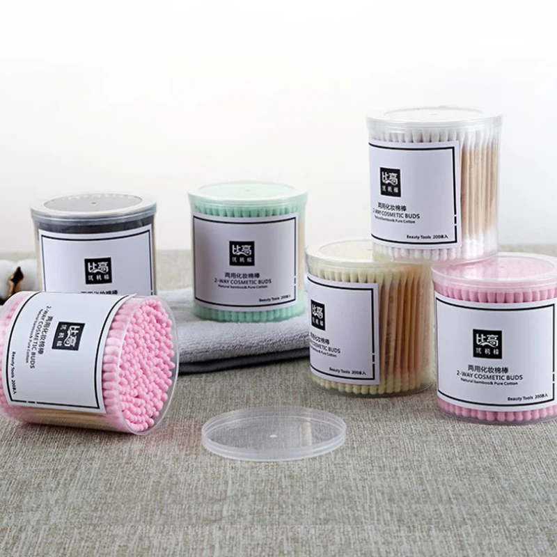 200 шт./кор. макияж ватный тампон с двойной головкой цвет одноразовая ватная | Дом и