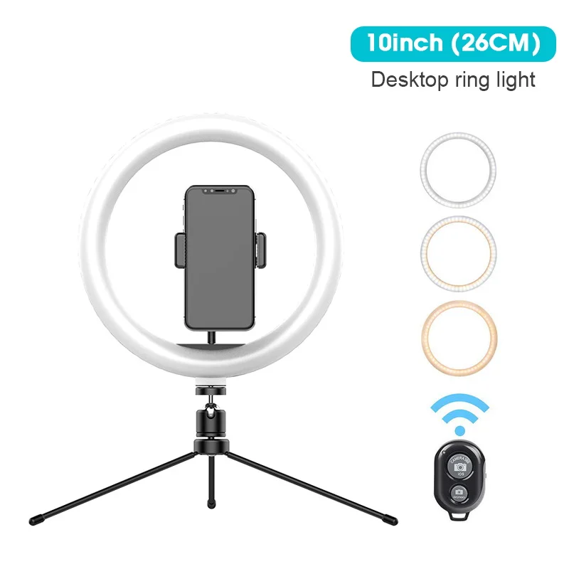 

10inch LED Ring Light with Tripod Stand Phone Holder Selfie Ring Light Makeup Phone Ring Lamp for YouTube Live Video Photography