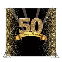 black gold 50th photography backdrop women men happy birthday party balloon photo background prop booth decoration