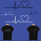 Креативная аппликация с нашивки с полосками сердцебиения на одежде, термочувствительное нанесение одного утюга на переводы для одежды