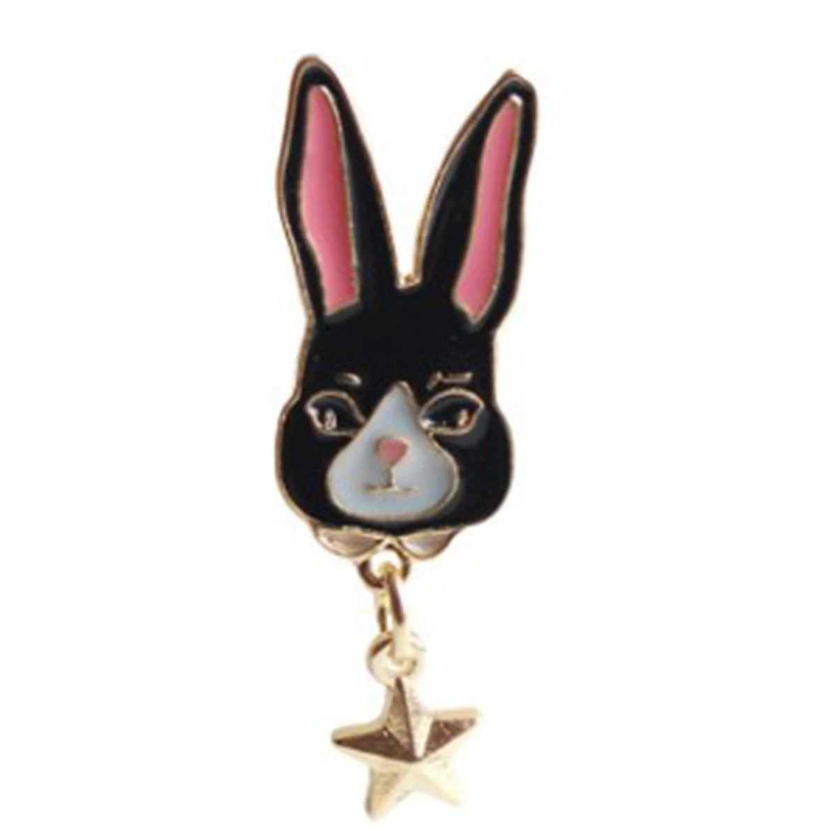 

1 PC Creative Critoon Rabbit Pin Brooches Gold Plated Black Enamel Cute Badges Casual Party Gift Fashion Dress Coat Jewelry Gift
