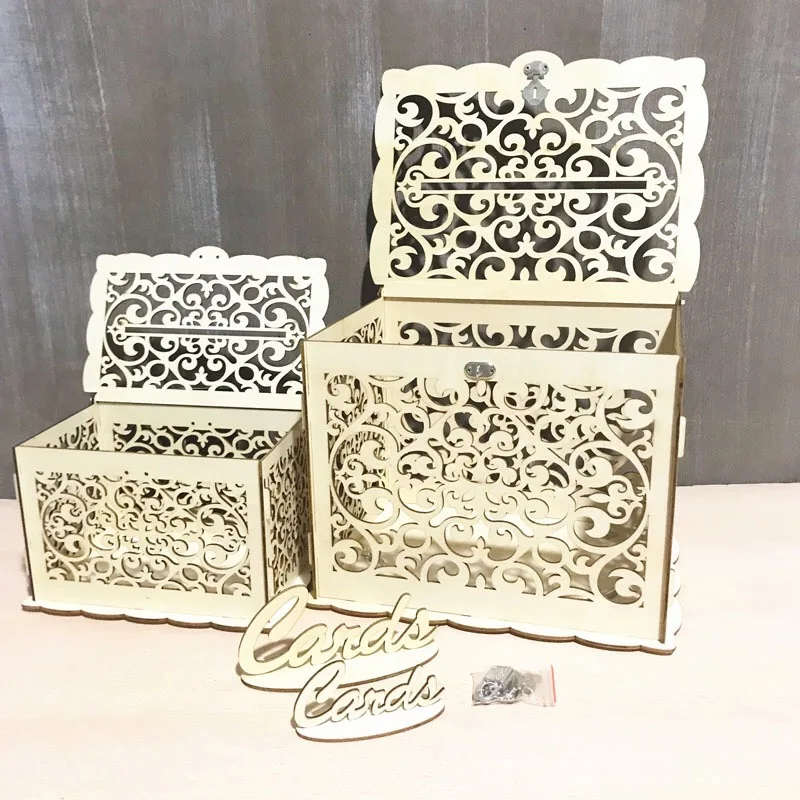 Женская деревянная коробка для свадебных открыток с узелком жениха и невесты