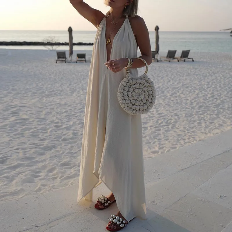 

European and American New Women's Dress Hot Sexy Sleeveless Halter Backless Dress