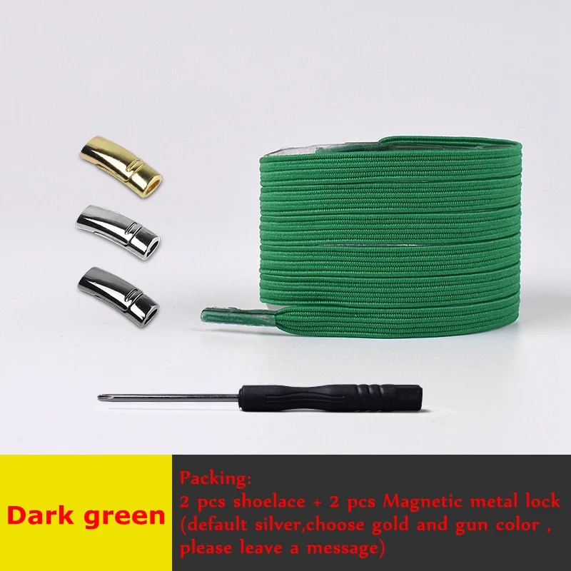 Dark green 1 пара магнитных эластичных шнурков без шнурков шнурки для обуви для отдыха на открытом воздухе кроссовки ленивые шнурки Быстрая блокировка плоские шнурки унисекс - Цвет: Dark green