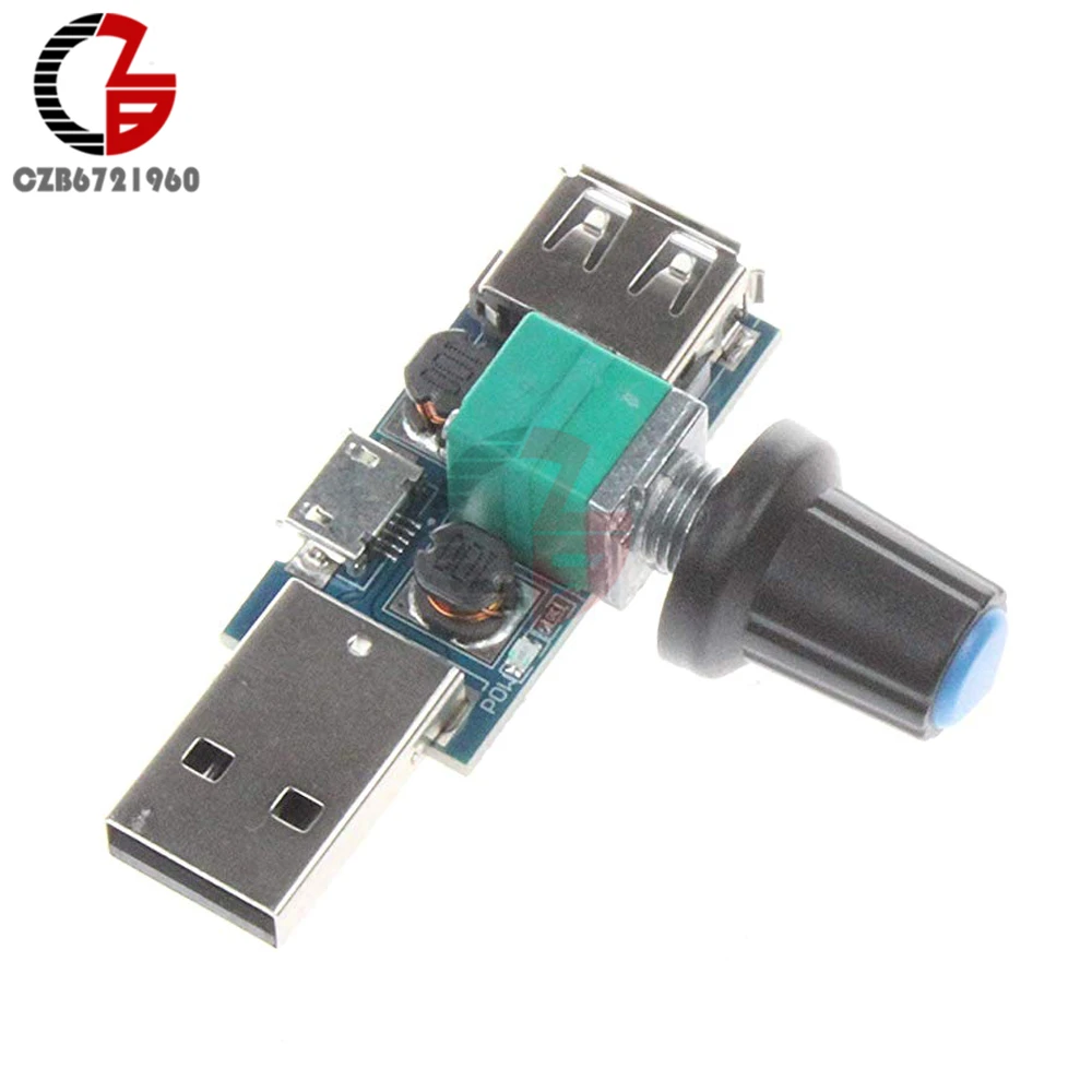 

5V USB Voltage Regulator Fan Stepless Speed Controller Regulator with Switch DC 4-12V to 2.5-8V 5W Power Controller