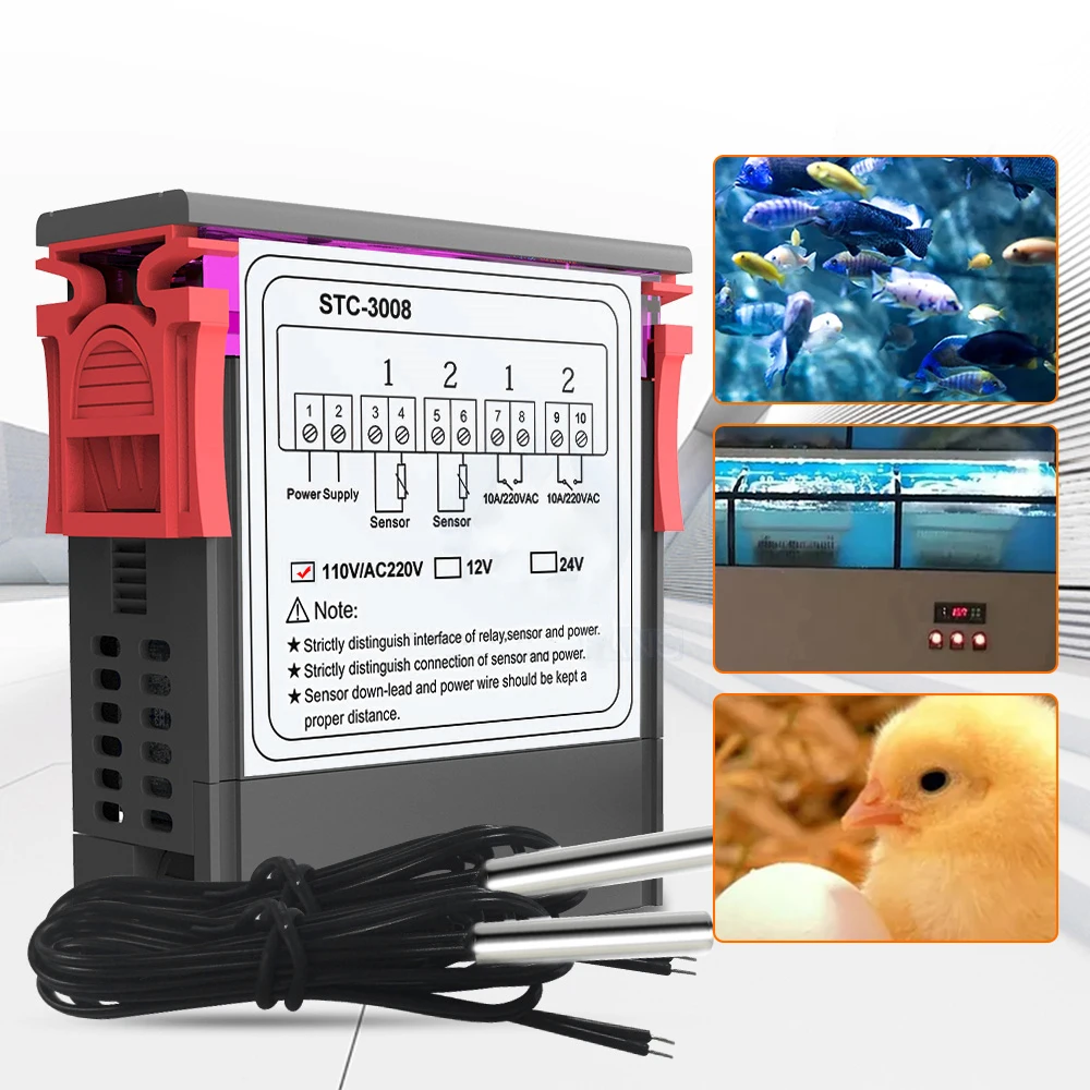 Двойной цифровой термостат регулятор температуры контроллер с двойным NTC зондом