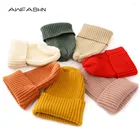 Однотонная вязаная шапка, женская зимняя теплая шерстяная шапка, эластичная Шапка-бини, Осенняя шапка для отдыха, уличная Лыжная шапка, шапка с черепом, черная, Красная шапка