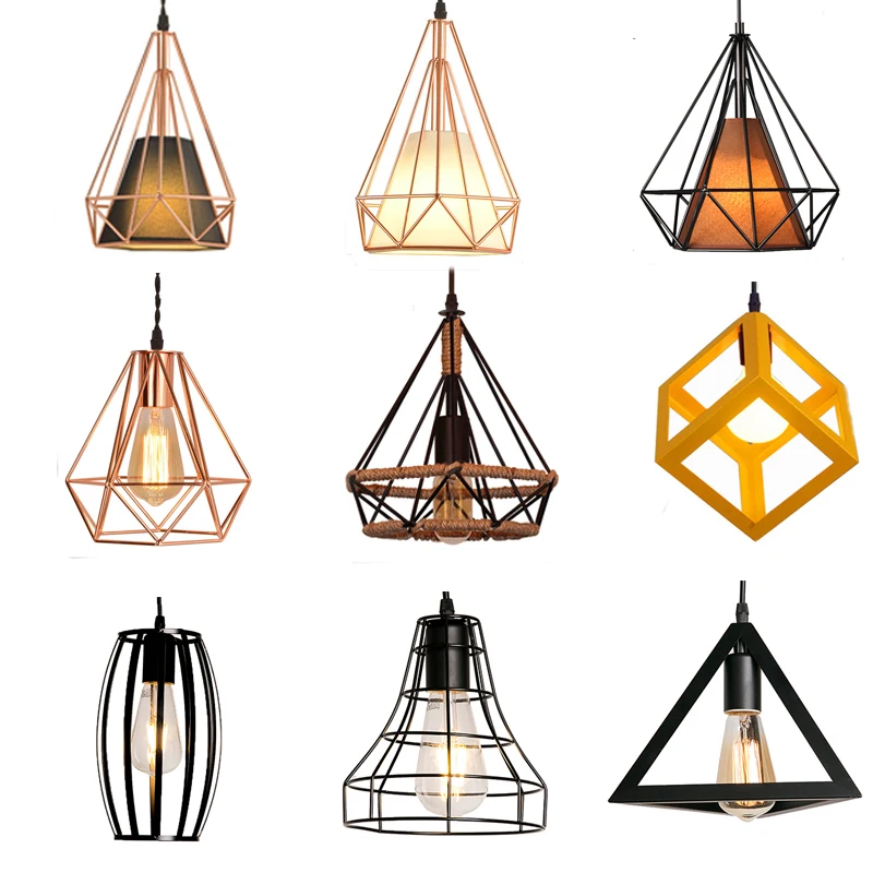Винтажный подвесной светильник черная железная веревка лампа в стиле