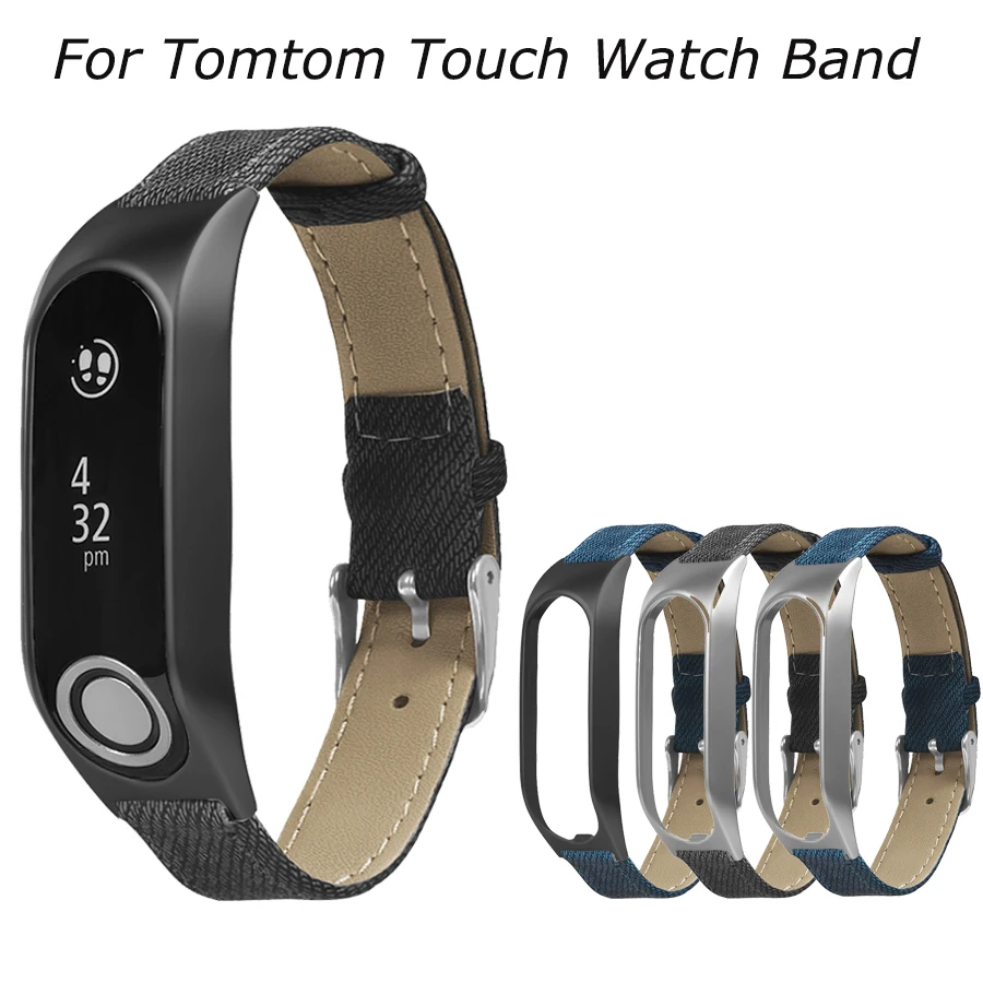 

Denim Watch Strap Bracelet with Metal Case Wrist Watch Band for Tomtom Touch Smart Accessories