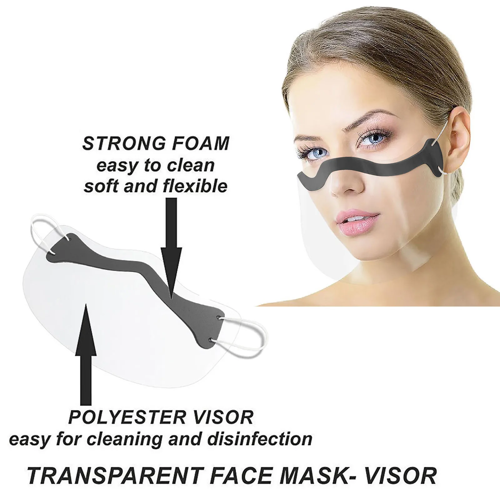 Transparent Face Masque Skin Care Adult Unisex Combine Plastic Clear Half Protection Anti-Splash Mask Shield | Дом и сад