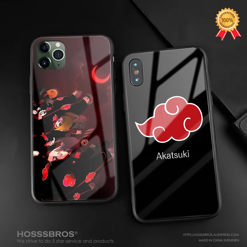 Мягкий силиконовый стеклянный чехол Akatsuki cloud Shippuden для iPhone 6 6s 7 8 Plus X XR XS 11 Pro max |
