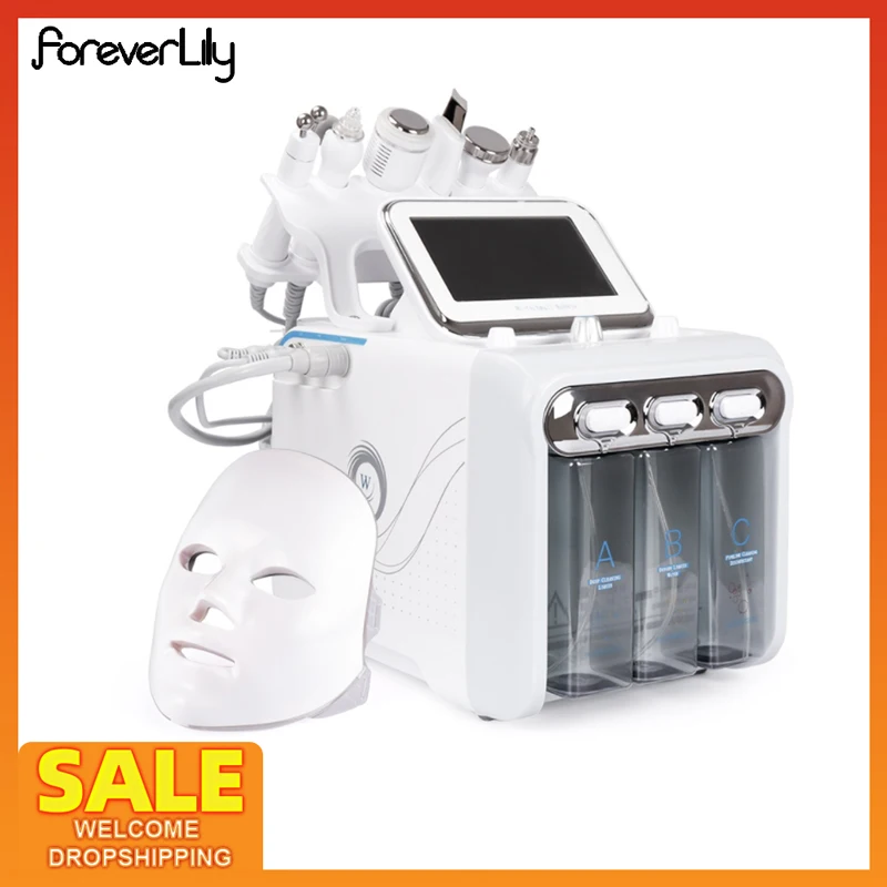 6 In 1 Hydro Dermabrasion Peeling Device Facial LED Mask Water Oxygen Deep Cleansing hydradermabrasion Machine For Beauty SPA