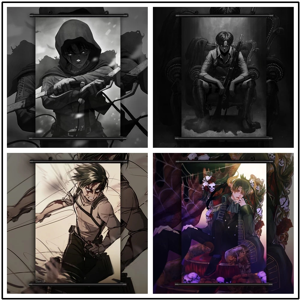 Живопись на холсте "Атака титанов Риваль Акерман".