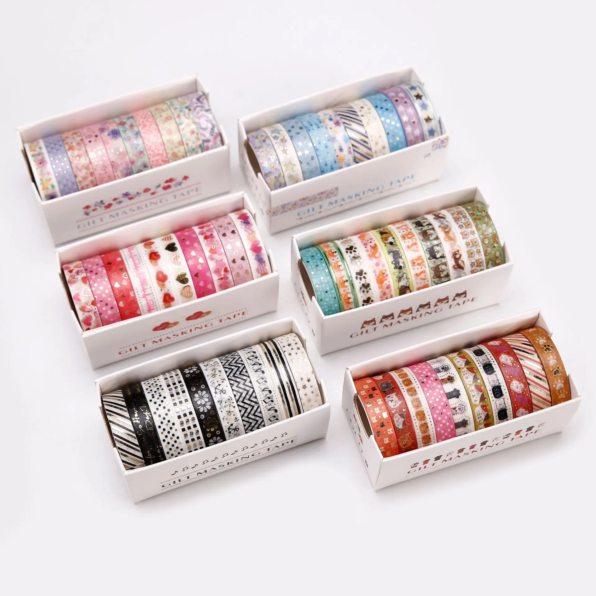 

10pcs/set Gold Foil Washi Tape Love Heart Decorative Masking Tape Planner Adhesive For Diy Craft Scrapbooking Gift Wrapping