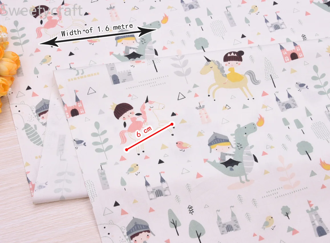 100% см x 10 м Мультяшные лесные животные хлопчатобумажная саржевая ткань Лоскутная