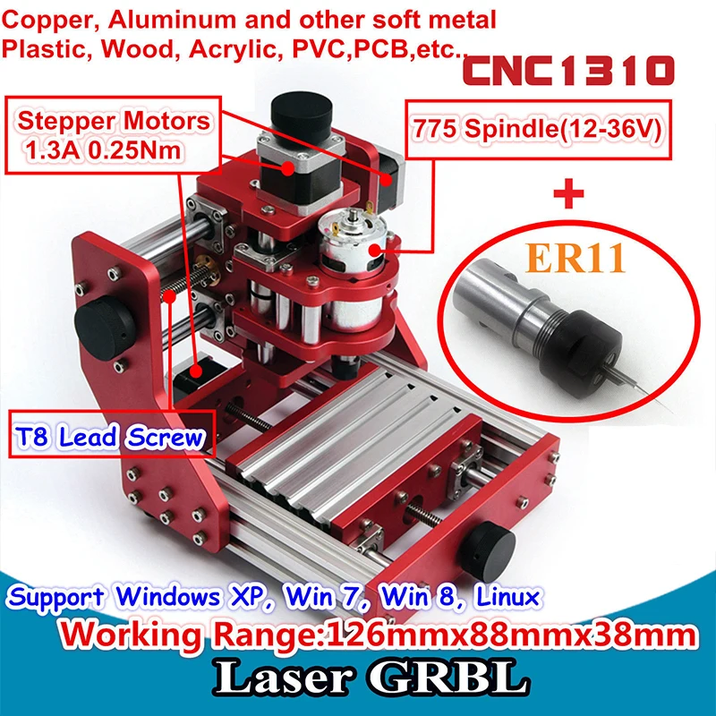 

CNC Metal Engraving Machine CNC Milling Machine CNC Router for Copper Aluminum with 500mW/2500mW Laser