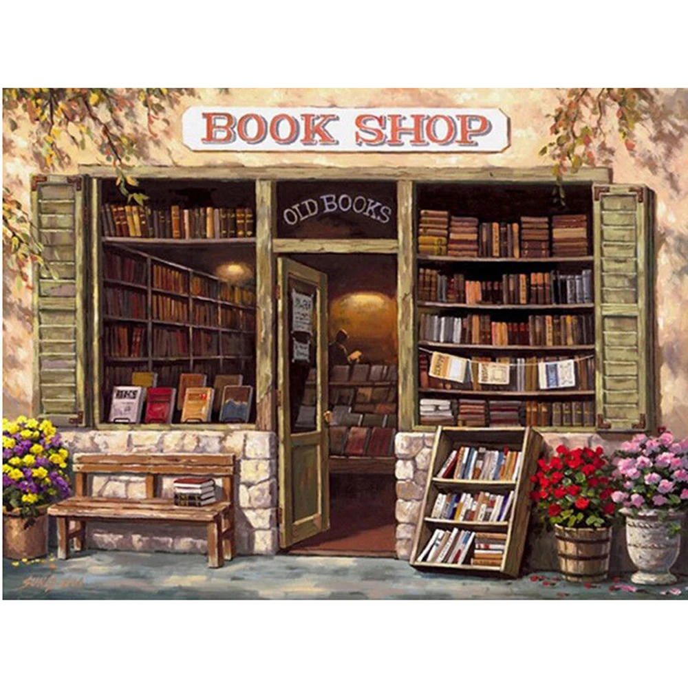 Алмазная живопись 5D сделай сам полноразмерная/круглая вышивка книжный магазин