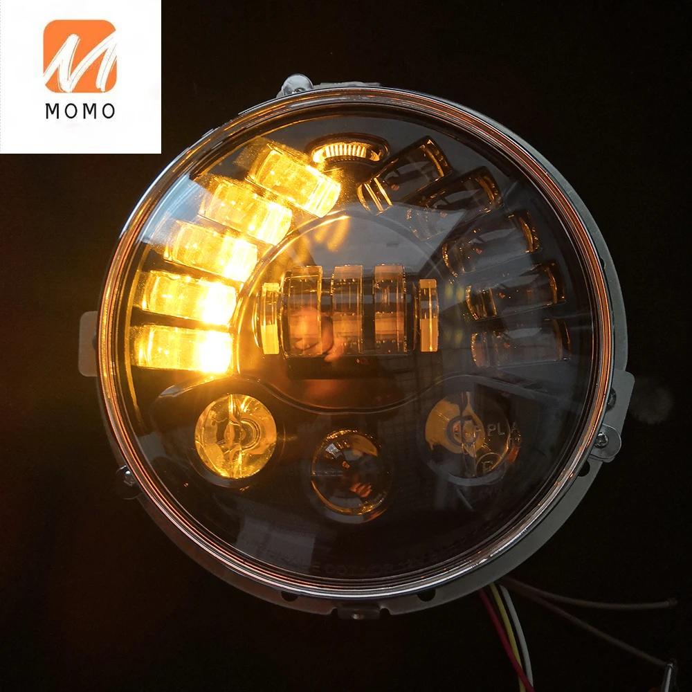 

Motorcycle Lighting Accessories 12v 70w Hi Low Turn Signal dual color daymaker HS1 H4 5.75'' 7 inch Led Motorcycle Headlight