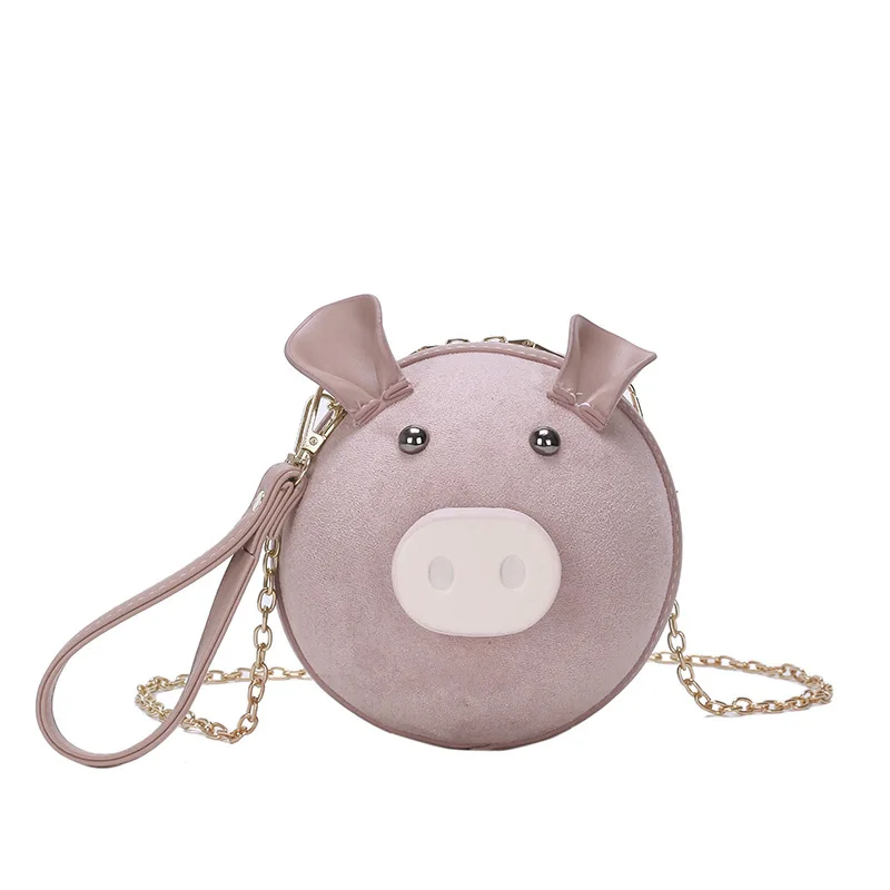 Корейская модная замшевая женская сумка маленькая круглая с цепочкой через