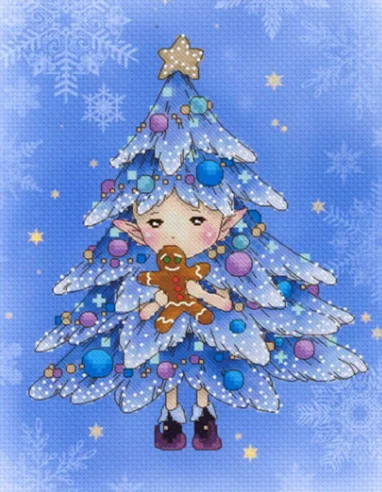 Набор для вышивки крестиком Рождественская елка эльф ручная работа вышивка 14 шт.
